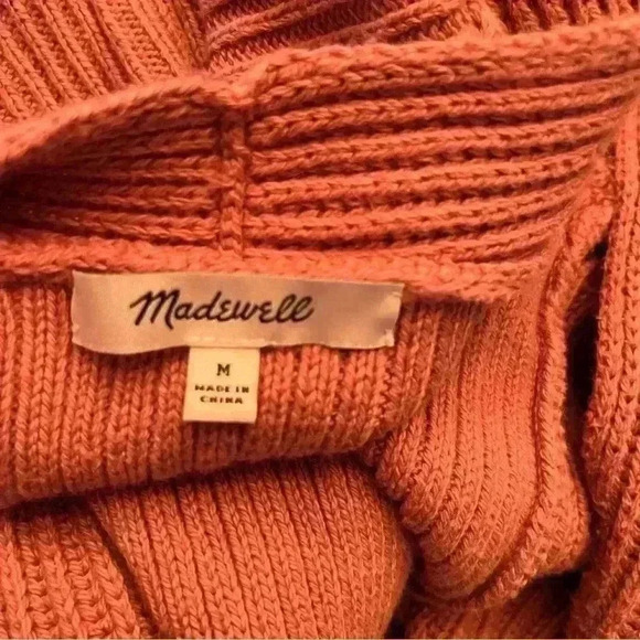Madewell Women Dried Petal Pink Nolan Ribbed Pocket Sweater Cardigan Size Medium - Picture 5 of 7